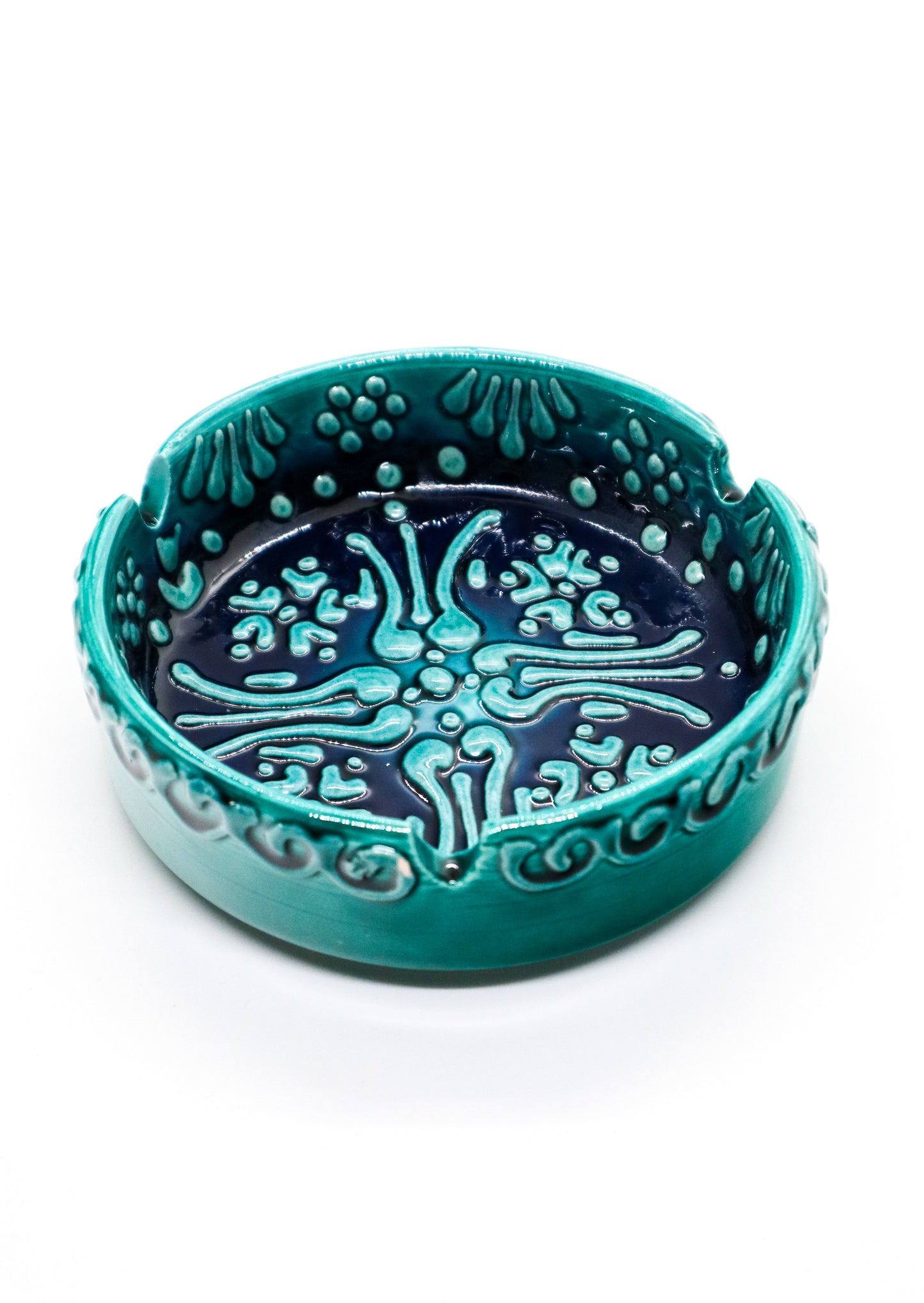 Scrumieră mare turkuaz ceramică decorativă 30