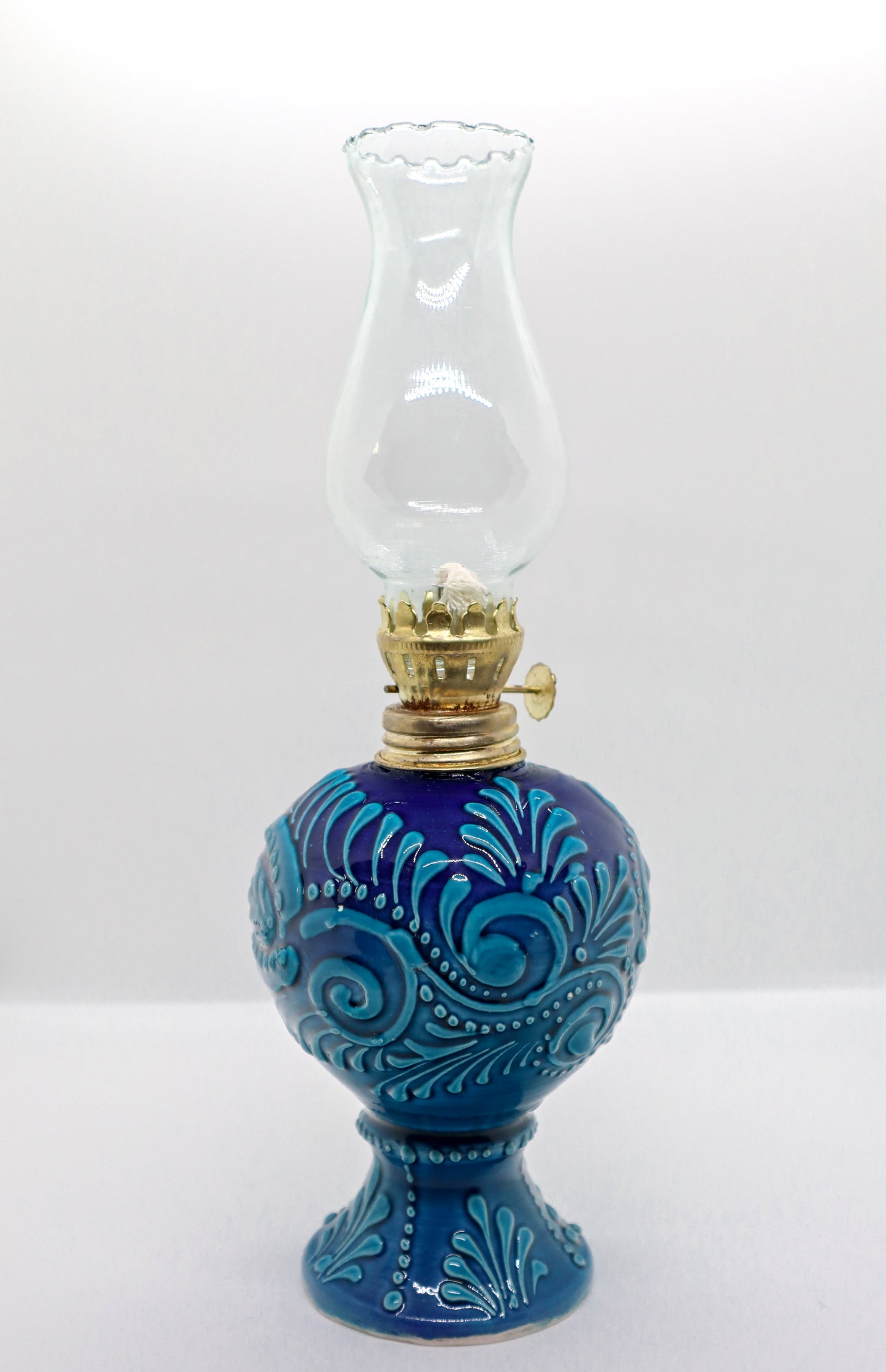 Lampă gaz mare turkuaz ceramică decorativă 120