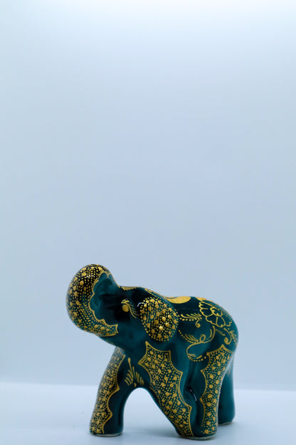 Elefant mic (turkuaz-auriu) 100 ceramică decorativă