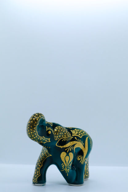 Elefant mic (turkuaz-auriu) 100 ceramică decorativă